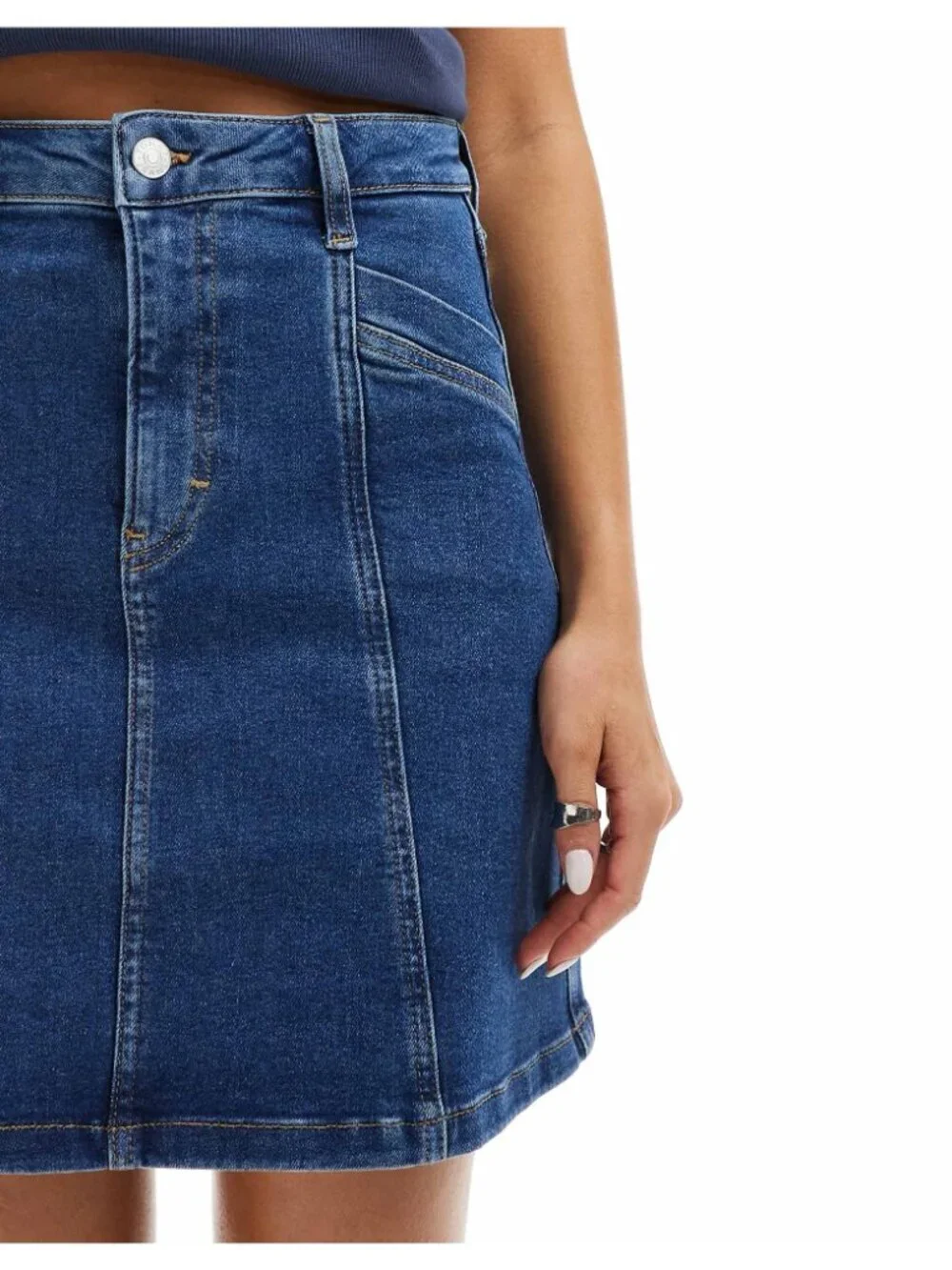 TOMMY JEANS Seam Detail Mini Skirt~Size 31~Denim Medium Wash NWT L17 10
